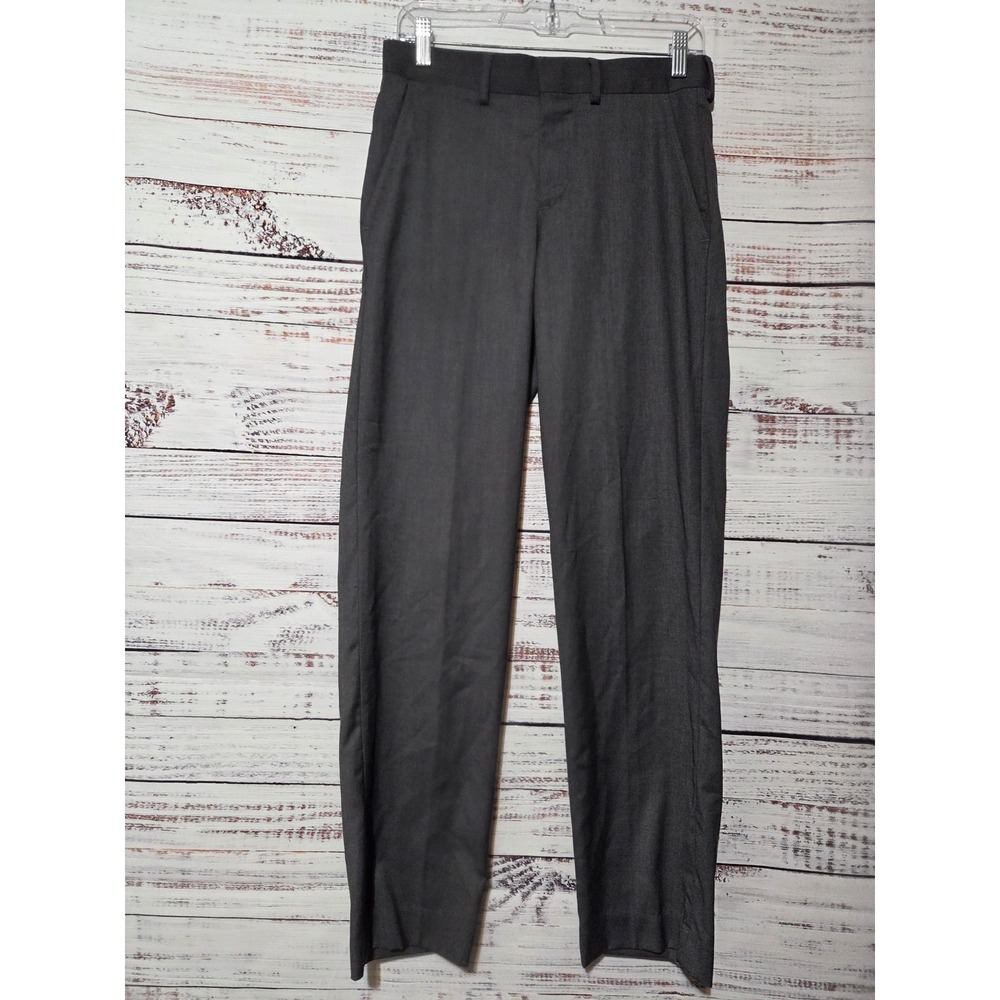 JF J. Ferrar Mens Slim Fit Dress Pants Charcoal Gray 28x30 Flat Front Trousers